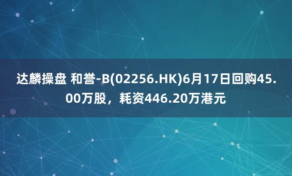 达麟操盘 和誉-B(02256.HK)6月17日回购45.00万股,耗资446.20万港元