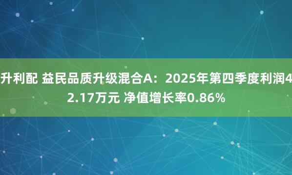升利配 益民品质升级混合A:2025年第四季度利润42.17万元 净值增长率0.86%